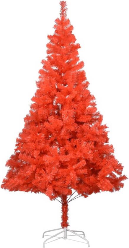 The Living Store Kunstkerstboom 210 cm Rood PVC LED-verlichting Inclusief kerstballen en piek