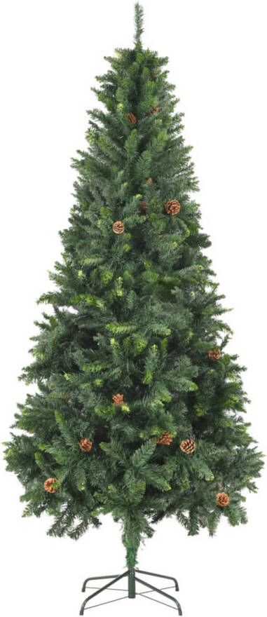 The Living Store Kunstkerstboom Dennenboom 210 cm Groen PVC Met 1060 puntige uiteinden Met groen glitter