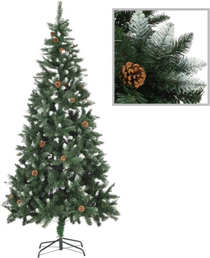 The Living Store Kunstkerstboom Dennenboom 210 cm Levensechte takken LED-verlichting USB-aansluiting