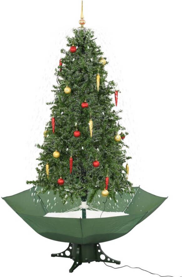The Living Store Kunstkerstboom Groen 190 cm Sneeuwende Kerstboom Met Melodie PVC Polyester Kunststof