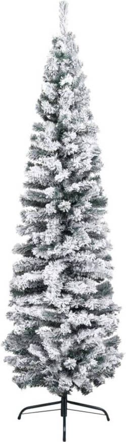 The Living Store Kunstkerstboom Groen PVC 210 cm Met 435 uiteinden Met witte sneeuw Stalen poten