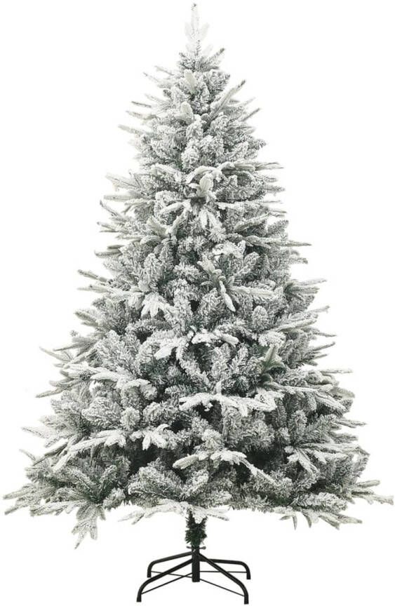 The Living Store Kunstkerstboom met sneeuwvlokken 180 cm PVC en PE groen Decoratieve kerstboom