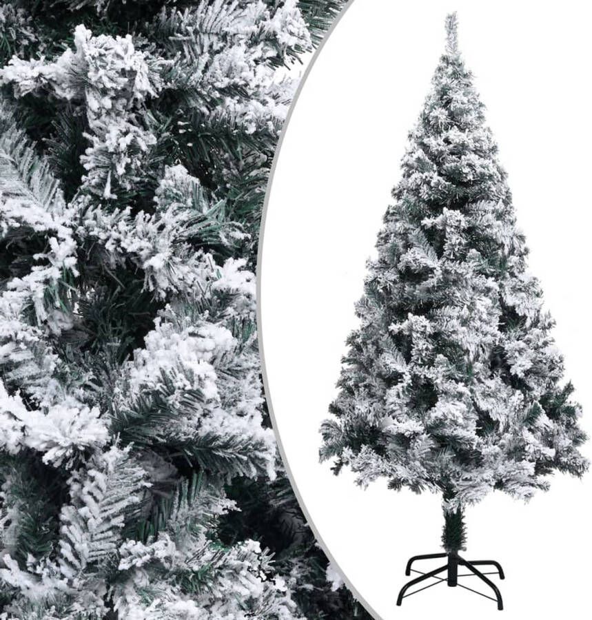 The Living Store Kunstkerstboom met witte sneeuwvlokken groen 120 cm hoog met LED-verlichting USB-aansluiting