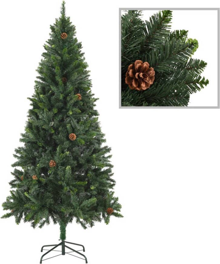 The Living Store Kunstkerstboom Nagebootste Dennenboom 210 cm Groen Met LED-verlichting