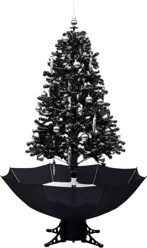 The Living Store Kunstkerstboom Opvallende kerstboom met vallend sneeuw 170 cm Zwart