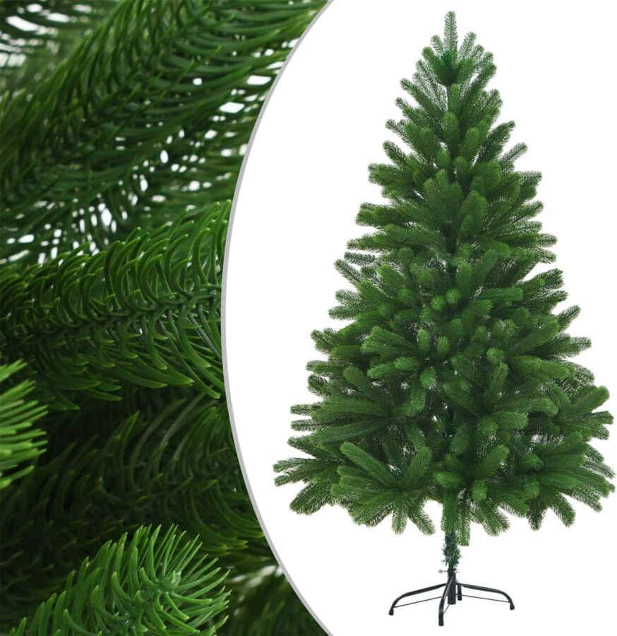 The Living Store Kunstkerstboom 210 cm Groen PE takken LED-verlichting Incl kerstballen en piek