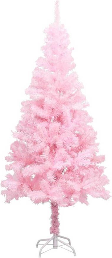 The Living Store Kunstkerstboom Roze PVC 120 cm Met LED-verlichting