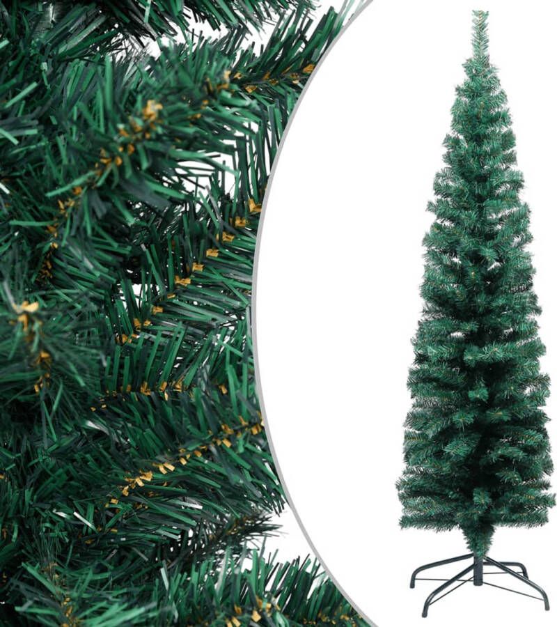 The Living Store Kunstkerstboom Smalle PVC Boom 120 cm Met LED-verlichting Groen