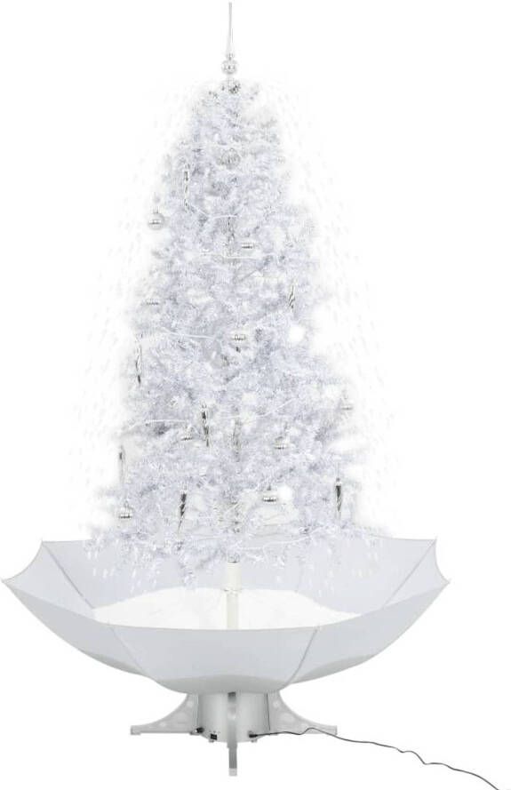 The Living Store Kunstkerstboom Sneeuwend 190 cm LED Wit en zilver Met melodie Inclusief decoraties