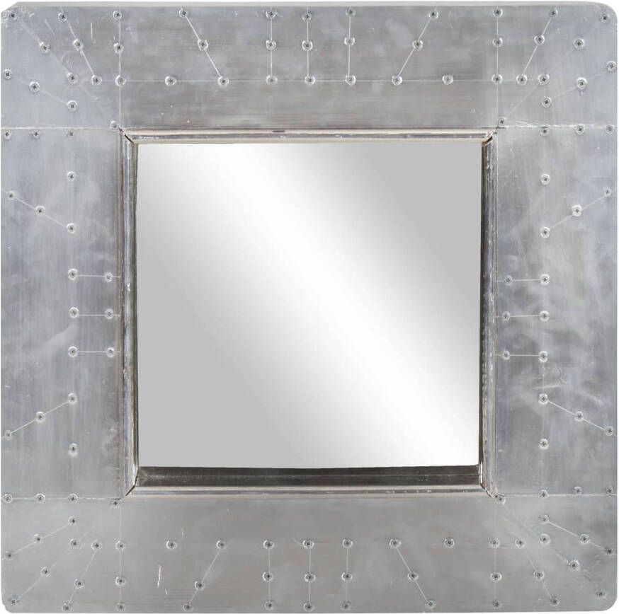 The Living Store luchtvaartspiegel halspiegel metaal zilver 50x50x4 cm