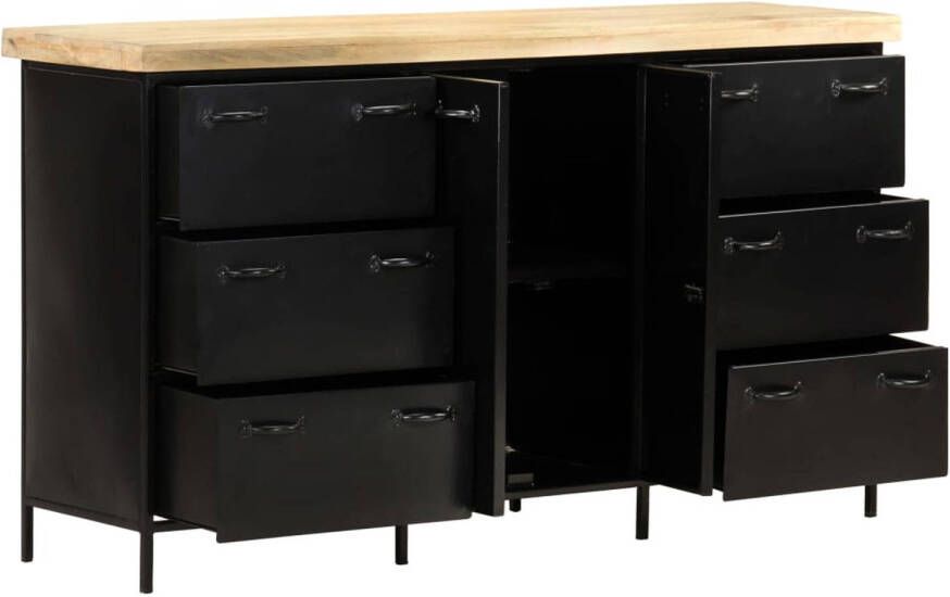 The Living Store Mangohouten Dressoir 140 x 38 x 76 cm Rustieke Industriële Stijl