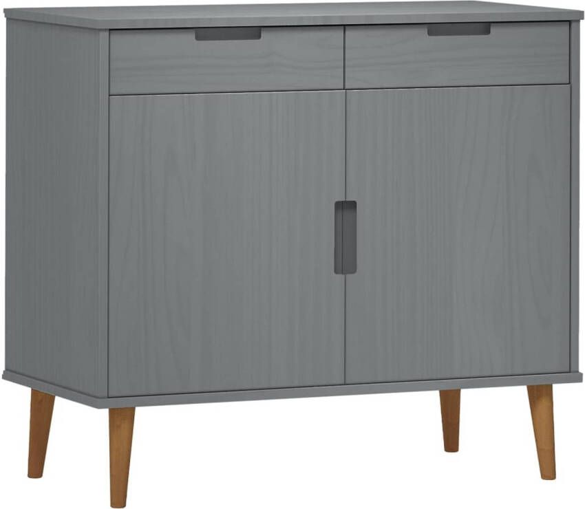 The Living Store MOLDE Dressoir 90 x 40 x 80 cm Grijs massief grenenhout met uv-vernis