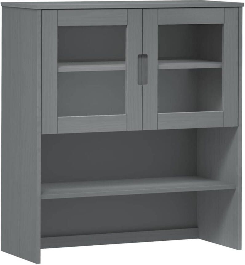 The Living Store MOLDE Opzetkast 90 x 35 x 100 cm Massief grenenhout met uv-vernis en gehard glas