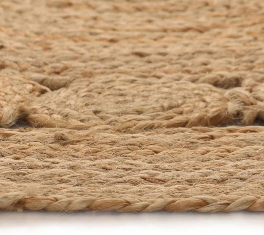 The Living Store naturel gevlochten jute tapijt rond 90 cm handgemaakt