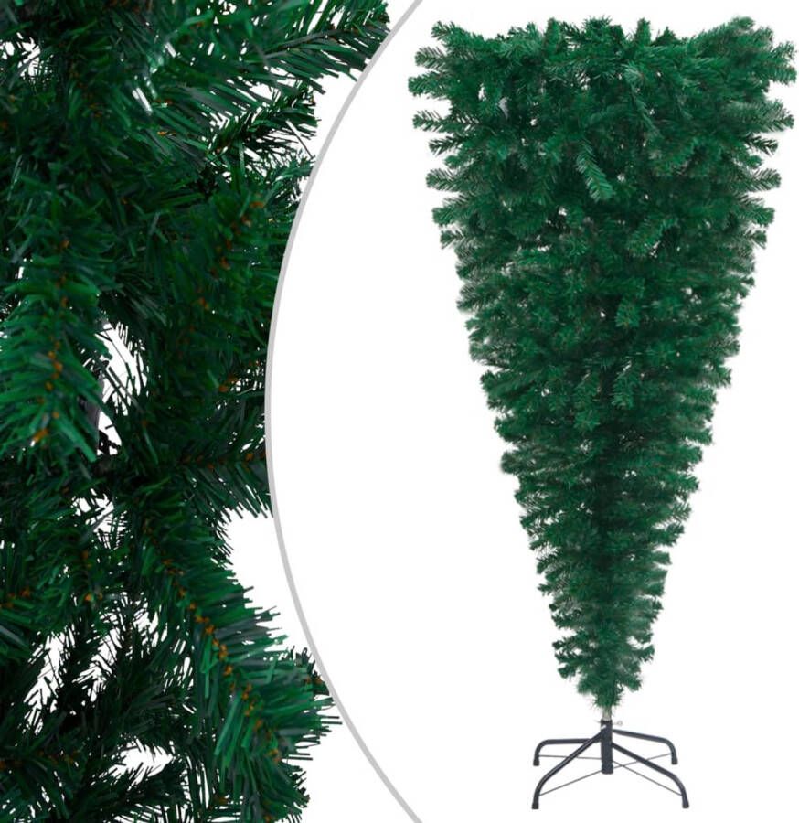 The Living Store Kunstkerstboom Omgekeerd ontwerp PVC Verstelbare takken LED-verlichting 180 cm hoog Groene