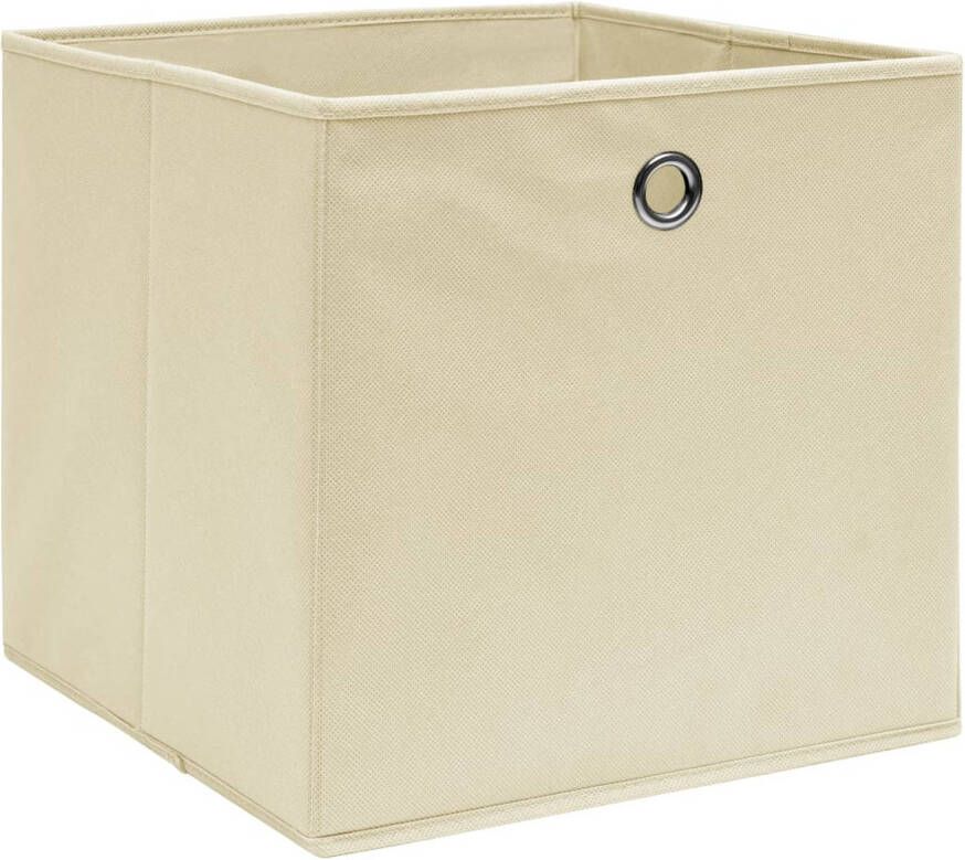 The Living Store Opbergboxen Set van 10 32x32x32cm Inklapbaar Crème Nonwoven stof