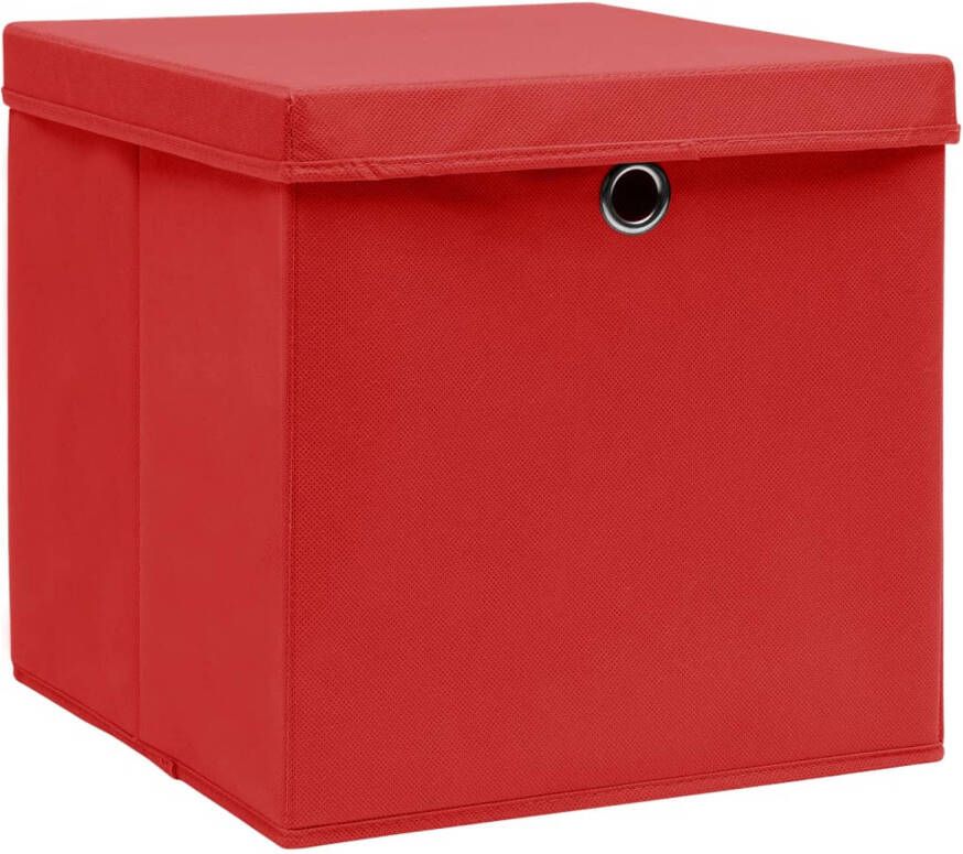 The Living Store Opbergboxenset Nonwoven stof 28 x 28 x 28 cm Rood