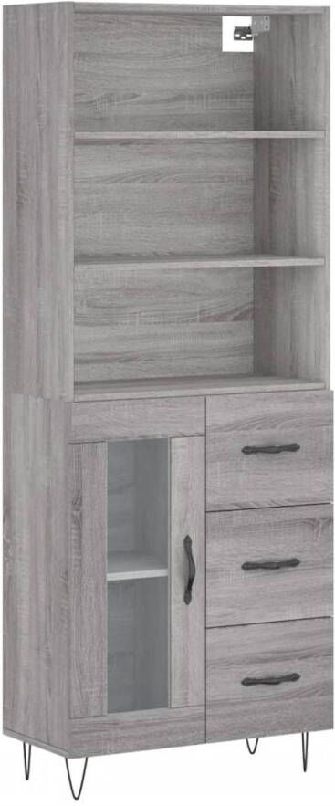 The Living Store Opbergkast Dressoir 69.5x34x180 cm Grijs Sonoma Eiken Duurzaam Materiaal