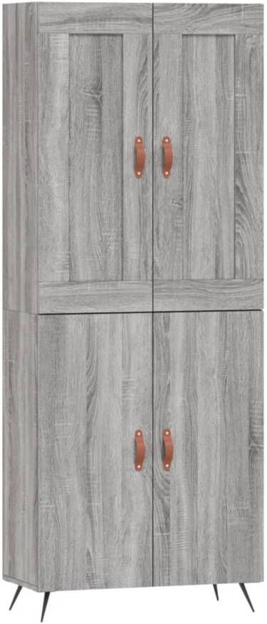 The Living Store Opbergkast Grijs Sonoma Eiken 69.5 x 34 x 180 cm Duurzaam bewerkt hout en ijzer