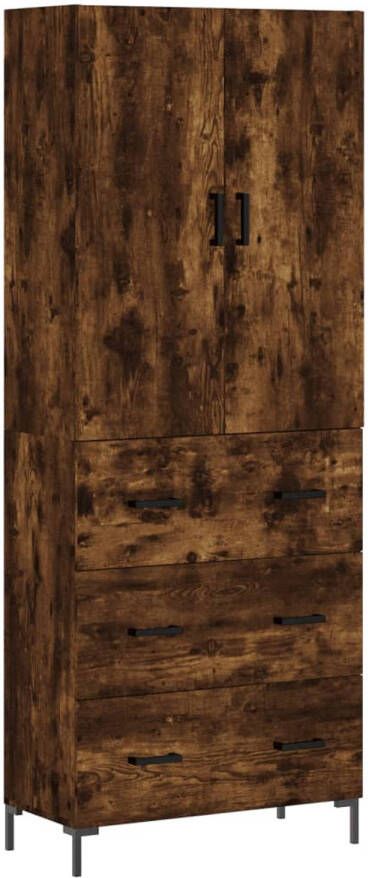 The Living Store Opbergkast Hoge kast 69.5 x 34 x 180 cm gerookt eiken