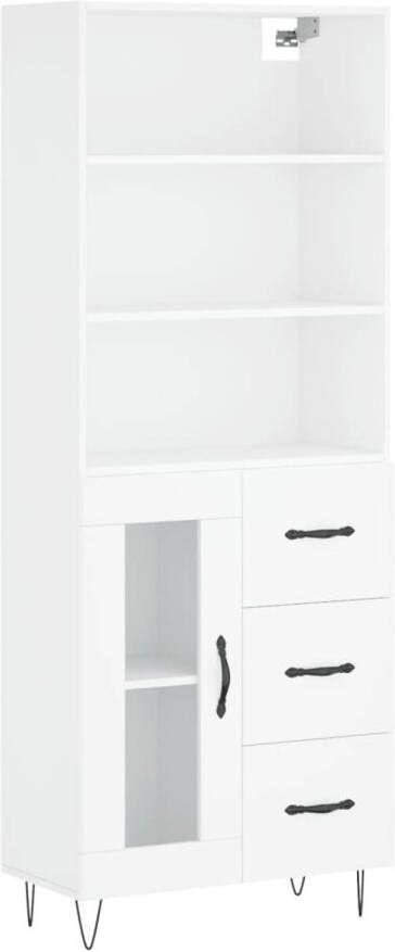 The Living Store Opbergkast hoge kast 69.5 x 34 x 180 cm wit