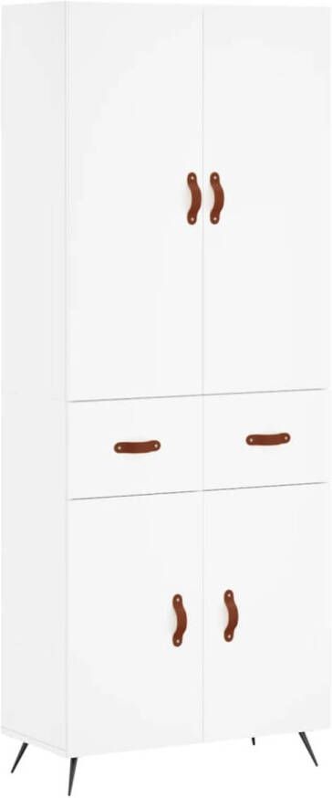 The Living Store Opbergkast Hoge Kast 69.5 x 34 x 180 cm Wit