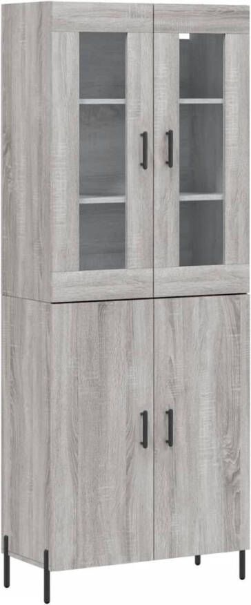 The Living Store Opbergkast Hoge kast Grijs Sonoma Eiken 69.5 x 34 x 180 cm