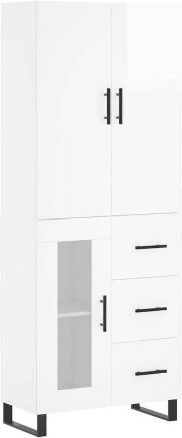 The Living Store Opbergkast Hoge kast Hoogglans wit 69.5 x 34 x 180 cm (B x D x H)