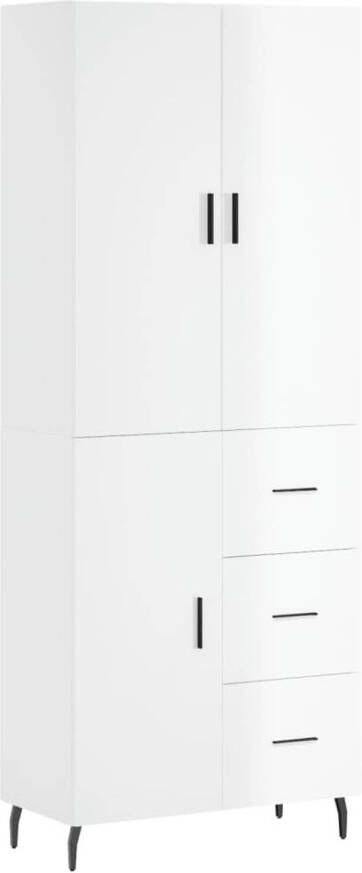 The Living Store Opbergkast Hoge kast Hoogglans wit 69.5 x 34 x 180 cm Duurzaam materiaal