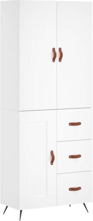 The Living Store Opbergkast Hoge Kast Wit 69.5 x 34 x 180 cm Duurzaam materiaal