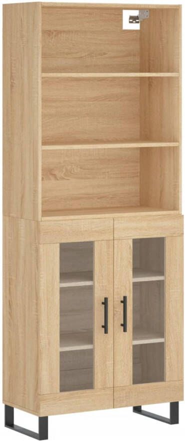 The Living Store Opbergkast Sonoma Eiken 69.5 x 34 x 180 cm Duurzaam houtmetaalglas