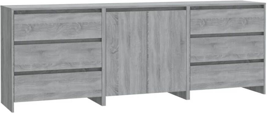 The Living Store Opbergkasten Grijs Sonoma Eiken 70 x 40 x 75 cm Met Deuren en Lades