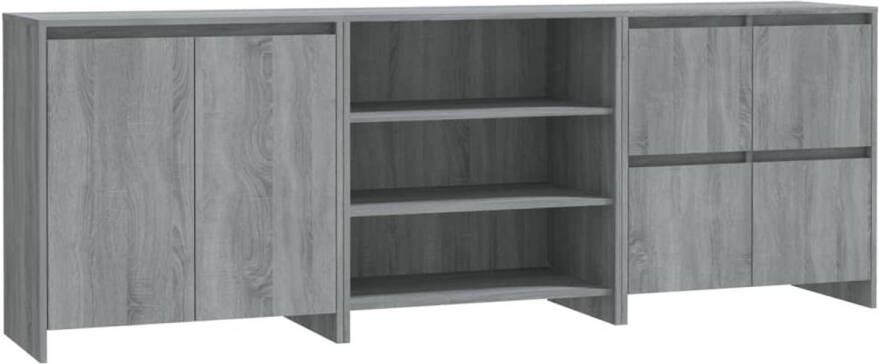 The Living Store Opbergkasten Grijs Sonoma eiken Dressoir 2 deuren Dressoir schappen Dressoir 4 deuren