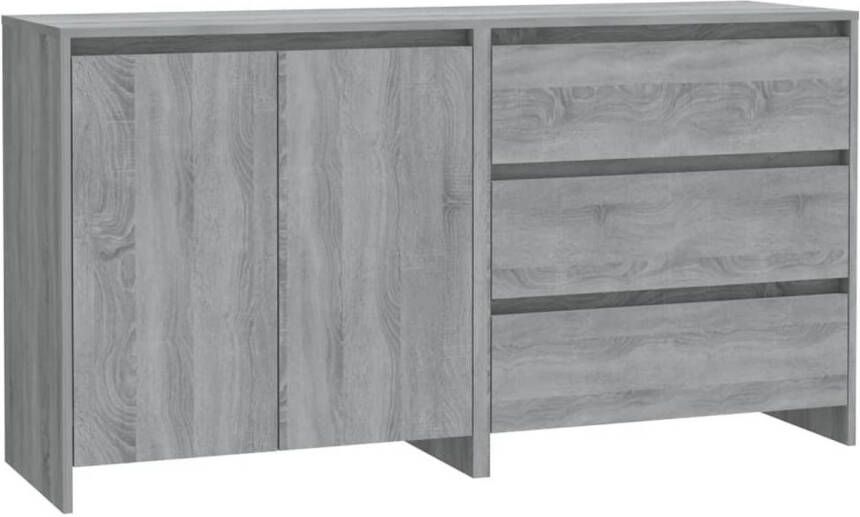 The Living Store Opbergkasten Grijs Sonoma Eiken Dressoir met Deuren en Lades 70 x 41 x 75 cm Montage Vereist