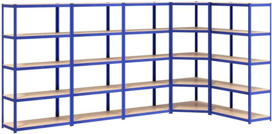 The Living Store Opbergrekken blauw 100 x 50 x 200 cm Draagvermogen 875 kg Inclusief 4x rechthoekig schap en 1x
