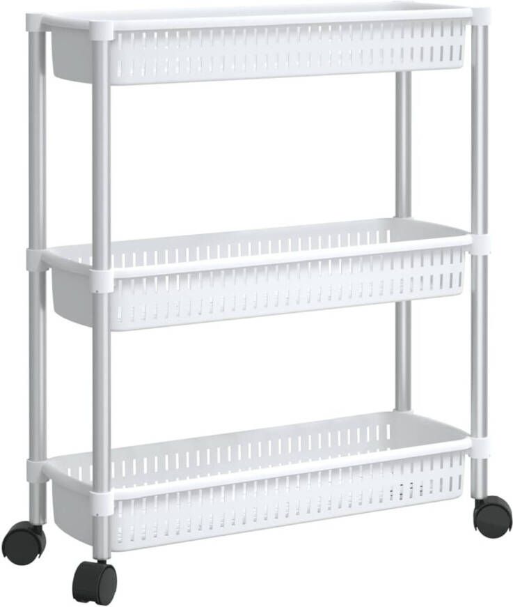 The Living Store Opbergtrolley 3-laags 52x18x62 cm Aluminium frame