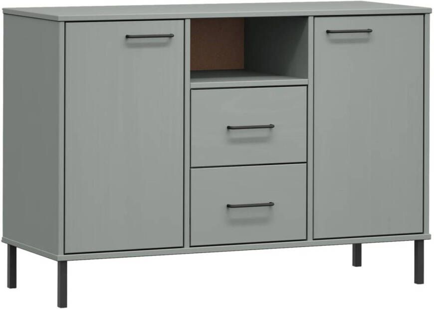 The Living Store OSLO Dressoir 113 x 40 x 77 cm Massief grenenhout Grijs