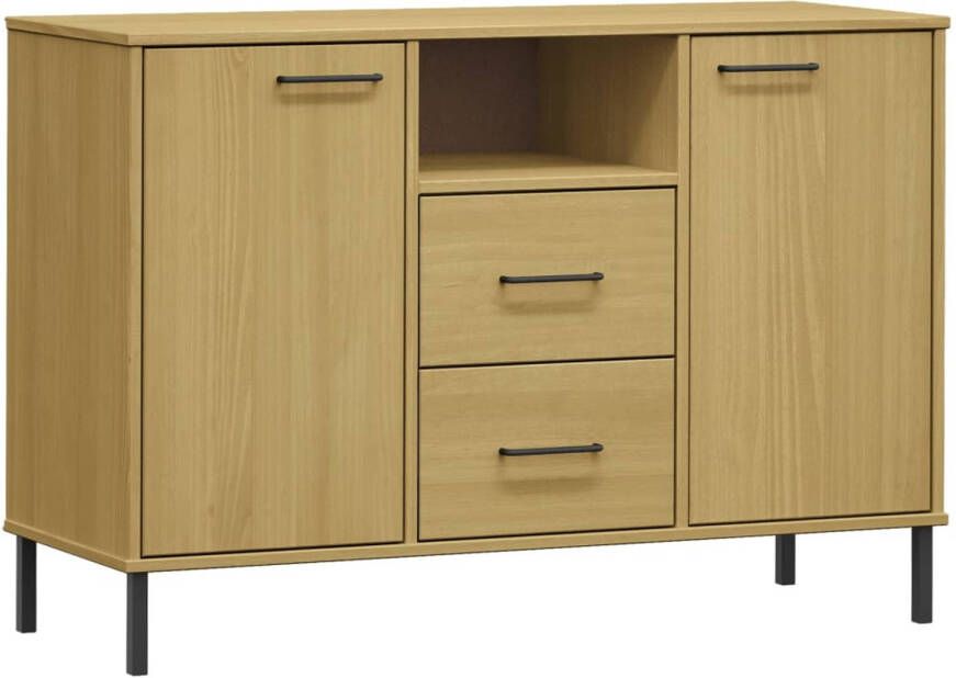 The Living Store OSLO Dressoir 113 x 40 x 77 cm Massief grenenhout Industriële uitstraling