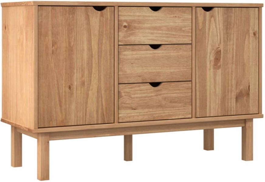 The Living Store OTTA Dressoir 113.5 x 43 x 73 cm Massief grenenhout 3 lades 2 vakken