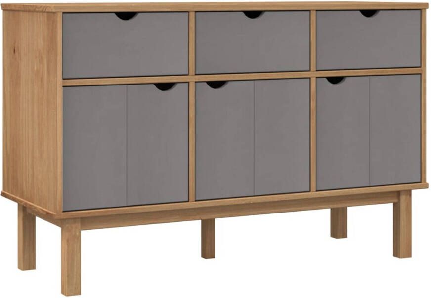 The Living Store OTTA Dressoir 114x43x73.5 cm Massief grenen+hout Bruin Grijs