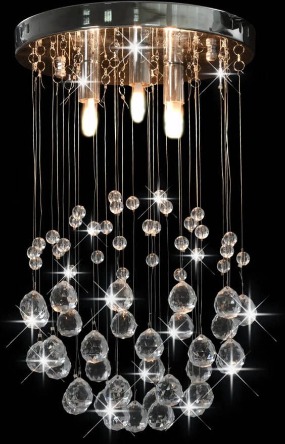 The Living Store Plafondlamp Balvormig kralenontwerp 25 x 40 cm Zilver transparant G9 3 fittingen
