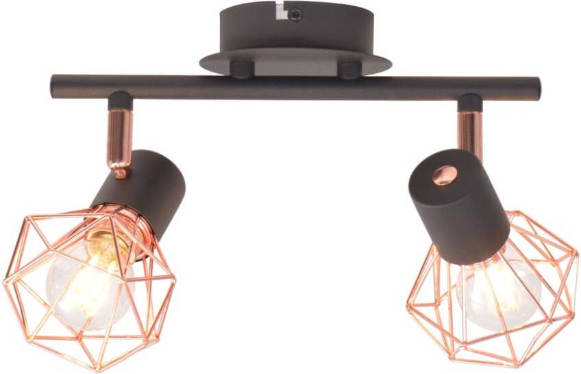 The Living Store Plafondlamp Industrial Style 2x4W LED zwart koper