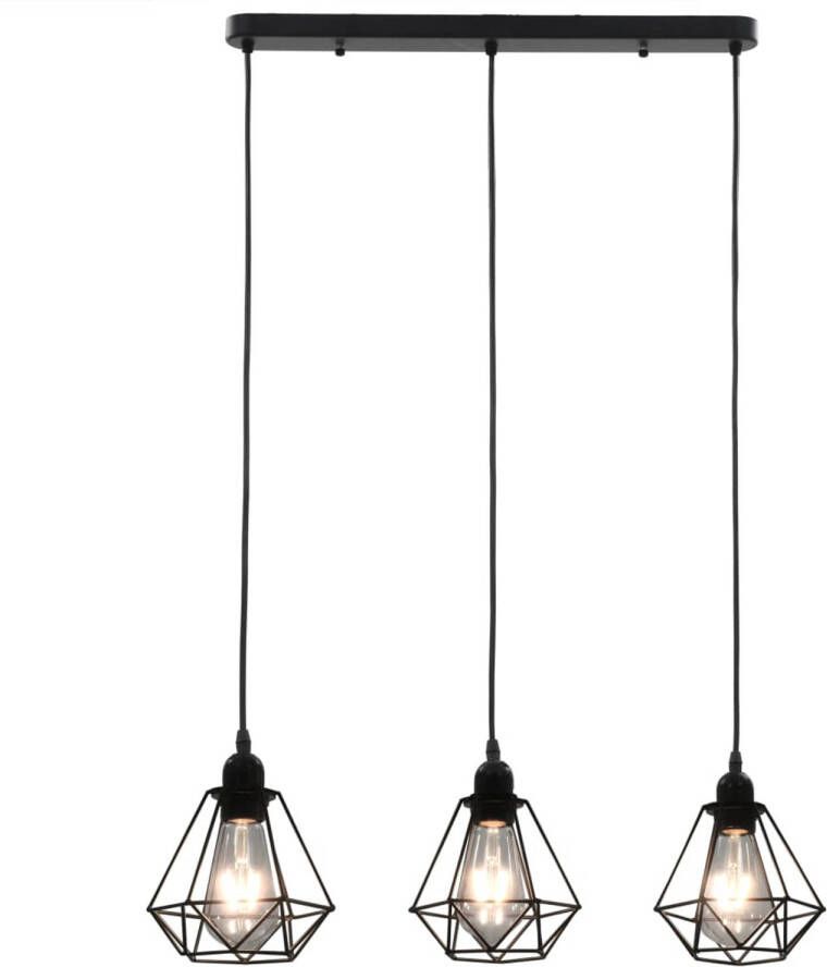 The Living Store Plafondlamp Modern Metal 60 x 100 cm In hoogte verstelbaar Kleur- zwart Materiaal- metaal