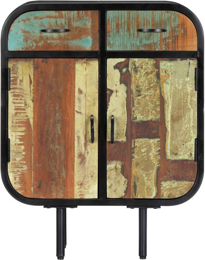 The Living Store Retro Bijzetkast 60x30x75 cm Massief gerecycled hout gepoedercoat ijzer