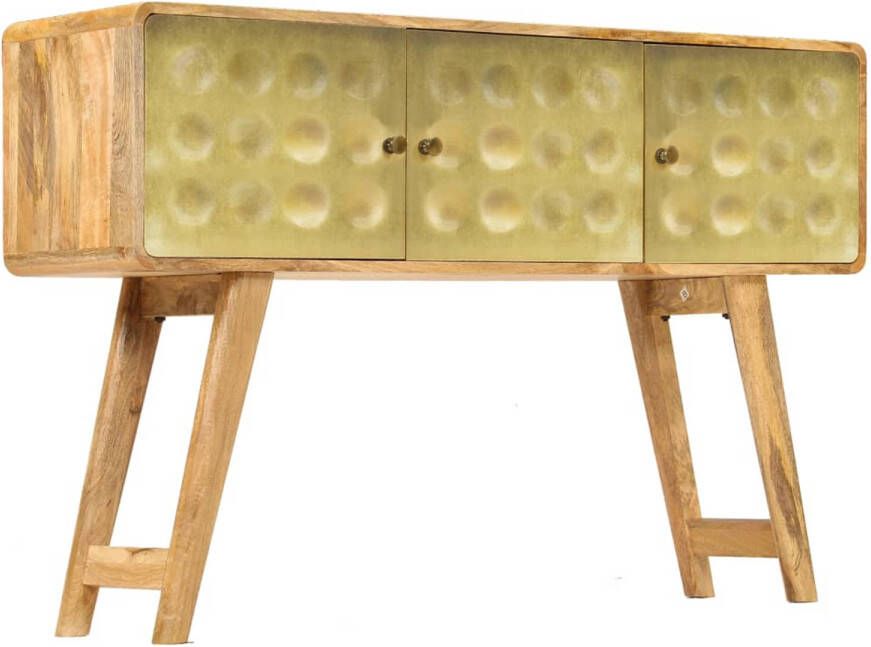 The Living Store Retro Dressoir Massief Mangohout 120 x 30 x 80 cm Gouden Opdruk