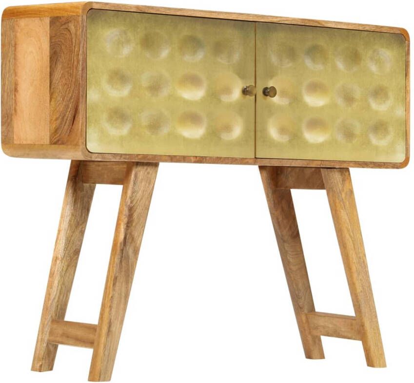 The Living Store Retro Stijl Houten Dressoir 90 x 30 x 77 cm Gouden Print