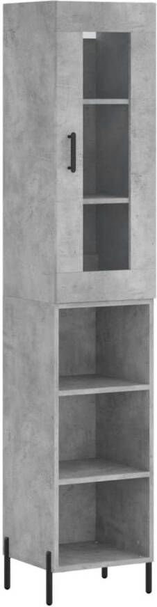 The Living Store Schappenkast Betongrijs Hoge Kast 34.5 x 34 x 180 cm Duurzaam materiaal