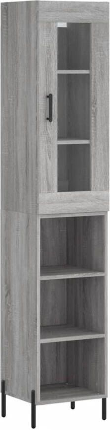 The Living Store Schappenkast Hoge Kast 34.5 x 34 x 180 cm Grijs Sonoma Eiken