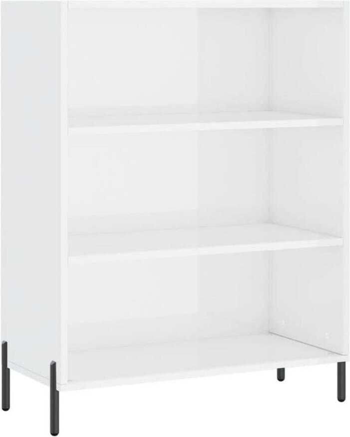 The Living Store Schappenkast Modern Hoogglans wit 69.5 x 32.5 x 90 cm Bewerkt hout en metaal