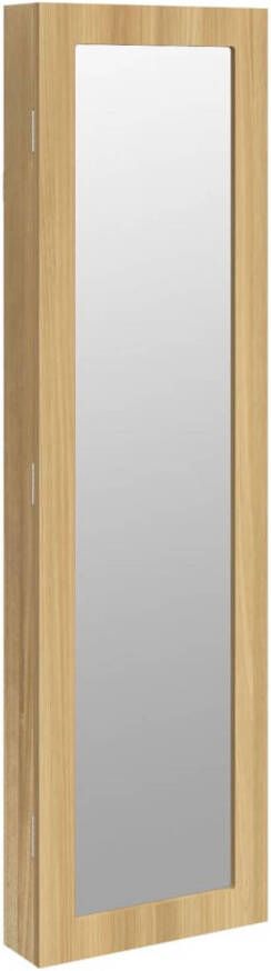 The Living Store Sieradenkast met spiegel Bewerkt hout 30x8.5x106 cm Afsluitbaar